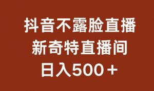 不露脸挂机直播，新奇特直播间，日入500+【揭秘】-网创学习资源