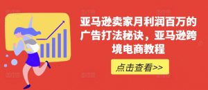 亚马逊卖家月利润百万的广告打法秘诀，亚马逊跨境电商教程-网创学习资源