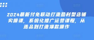 2024最新付免联动打造盈利型店铺实操课，​系统化推广运营课程，从选品到打造爆款操作-网创学习资源