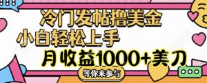 冷门发帖撸美金项目，月收益1000+美金，简单无脑，干就完了【揭秘】-网创学习资源