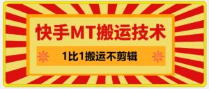 快手MT搬运技术，一比一搬运不剪辑，剧情可用，条条同框-网创学习资源