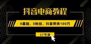 抖音电商教程：0基础，0粉丝，抖音带货100w(27节视频课)-网创学习资源