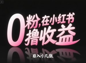0粉在小红书撸收益，日入几张-网创学习资源