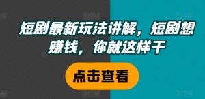 短剧最新玩法讲解，短剧想赚钱，你就这样干-网创学习资源