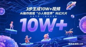 3步生成10W+视频，AI制作微观“小人物世界”科幻大片，条条万赞，1条作品涨粉2.3W-网创学习资源