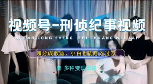 利用刑侦纪实视频，赚视频号分成计划收益，操作简单，新手小白轻松月入过万【揭秘】-网创学习资源