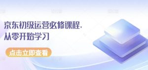 京东初级运营必修课程，从零开始学习-网创学习资源