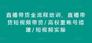 直播带货全流程培训，直播带货短视频带货/高权重账号措建/短视频实操-网创学习资源