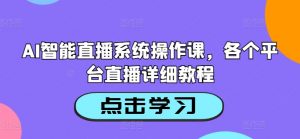 AI智能直播系统操作课，各个平台直播详细教程-网创学习资源
