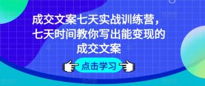成交文案七天实战训练营，七天时间教你写出能变现的成交文案-网创学习资源
