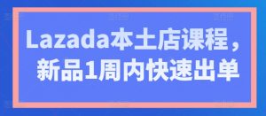 Lazada本土店课程，新品1周内快速出单-网创学习资源