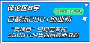 抖音评论区8字日截流200+创业粉 “卖项目”日稳定变现5000+【揭秘】-网创学习资源