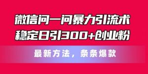 微信问一问暴力引流术，稳定日引300+创业粉，最新方法，条条爆款【揭秘】-网创学习资源