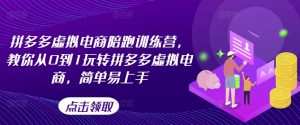 拼多多虚拟电商陪跑训练营，教你从0到1玩转拼多多虚拟电商，简单易上手（更新）-网创学习资源