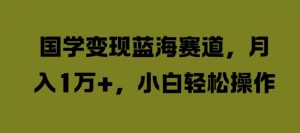 国学变现蓝海赛道，月入1W+，小白轻松操作【揭秘】-网创学习资源