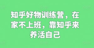 知乎好物训练营，在家不上班，靠知乎来养活自己-网创学习资源