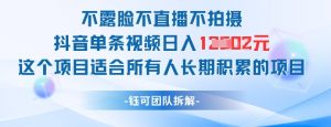 不露脸不直播不拍摄抖音单条视频日入1k+这个项目适合所有人长期积累的项目-网创学习资源