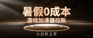 暑假0成本游戏加速器拉新，小白秒上手，无需投资【揭秘】-网创学习资源