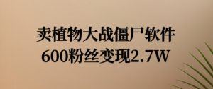 卖植物大战僵尸软件，600粉丝变现2.7W【揭秘】-网创学习资源