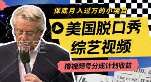 利用美国脱口秀综艺视频，撸视频号分成计划收益，每天只需一小时，月入过W【揭秘】-网创学习资源