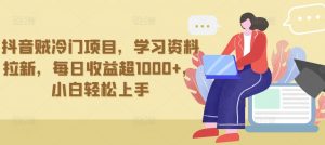 抖音贼冷门项目，学习资料拉新，每日收益超1000+，小白轻松上手【揭秘】-网创学习资源