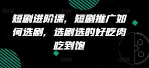 短剧进阶课，短剧推广如何选剧，选剧选的好吃肉吃到饱-网创学习资源