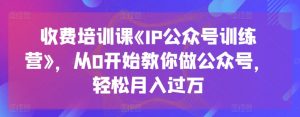 收费培训课《IP公众号训练营》，从0开始教你做公众号，轻松月入过万-网创学习资源