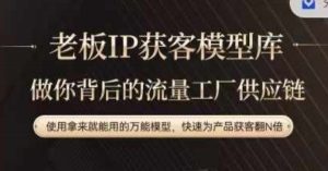 老板IP流量供应链，动作越少，账号越好，使用拿来就能用的万能模型，快速为产品获客翻N倍-网创学习资源