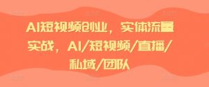 AI短视频创业，实体流量实战，AI/短视频/直播/私域/团队-网创学习资源