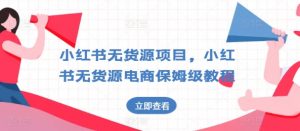 小红书无货源项目，小红书无货源电商保姆级教程【揭秘】-网创学习资源