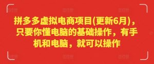 拼多多虚拟电商项目(更新6月)，只要你懂电脑的基础操作，有手机和电脑，就可以操作-网创学习资源