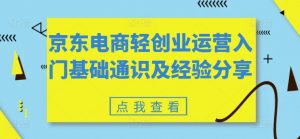 京东电商轻创业运营入门基础通识及经验分享-网创学习资源