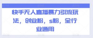 快手无人直播暴力引流玩法，创业粉，s粉，全行业通用-网创学习资源