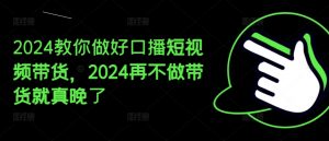 2024教你做好口播短视频带货，2024再不做带货就真晚了-网创学习资源