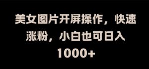 美女图片开屏操作，快速涨粉，小白也可日入1k【揭秘】-网创学习资源