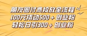 朋友圈高效付费投放全流程，100元撬动500+创业粉，日引流300加精准创业粉【揭秘】-网创学习资源