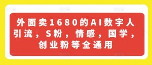外面卖1680的AI数字人引流，S粉，情感，国学，创业粉等全通用-网创学习资源