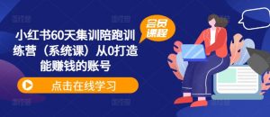 小红书60天集训陪跑训练营（系统课）从0打造能赚钱的账号-网创学习资源