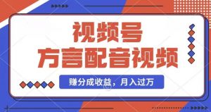 利用方言配音视频，赚视频号分成计划收益，操作简单，还有千粉号额外变现，每月多赚几千块钱【揭秘】-网创学习资源