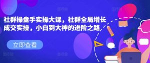 社群操盘手实操大课，社群全局增长成交实操，小白到大神的进阶之路-网创学习资源