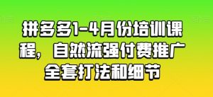 拼多多1-4月份培训课程，自然流强付费推广全套打法和细节-网创学习资源