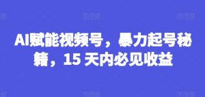 AI赋能视频号，暴力起号秘籍，15 天内必见收益【揭秘】-网创学习资源