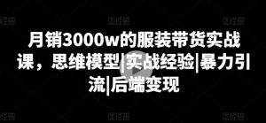 月销3000w的服装带货实战课，思维模型|实战经验|暴力引流|后端变现-网创学习资源