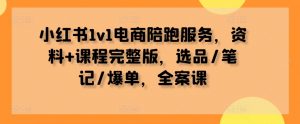 小红书1v1电商陪跑服务，资料+课程完整版，选品/笔记/爆单，全案课-网创学习资源