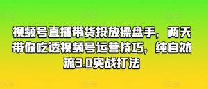 视频号直播带货投放操盘手，两天带你吃透视频号运营技巧，纯自然流3.0实战打法-网创学习资源