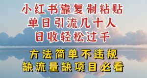 小红书靠复制粘贴单日引流几十人目收轻松过千，方法简单不违规【揭秘】-网创学习资源