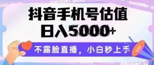 抖音手机号估值，日入5000+，不露脸直播，小白秒上手【揭秘】-网创学习资源