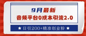 9月最新：音频平台0成本引流，日引200+精准创业粉【揭秘】-网创学习资源