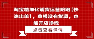 淘宝精细化铺货运营陪跑【快速出单】，草根没有货源，也能开店挣钱-网创学习资源