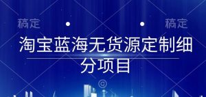 淘宝蓝海无货源定制细分项目，从0到起店实操全流程【揭秘】-网创学习资源